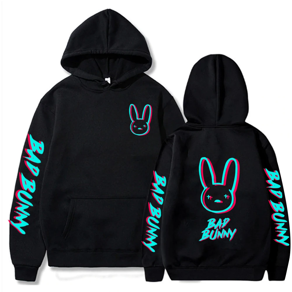 Harajuku Design BadBunny Hoodie Neutral Hip-hop Long-sleeved Pullover Jacket Couple Parent-child Home Casual Sweatshirt