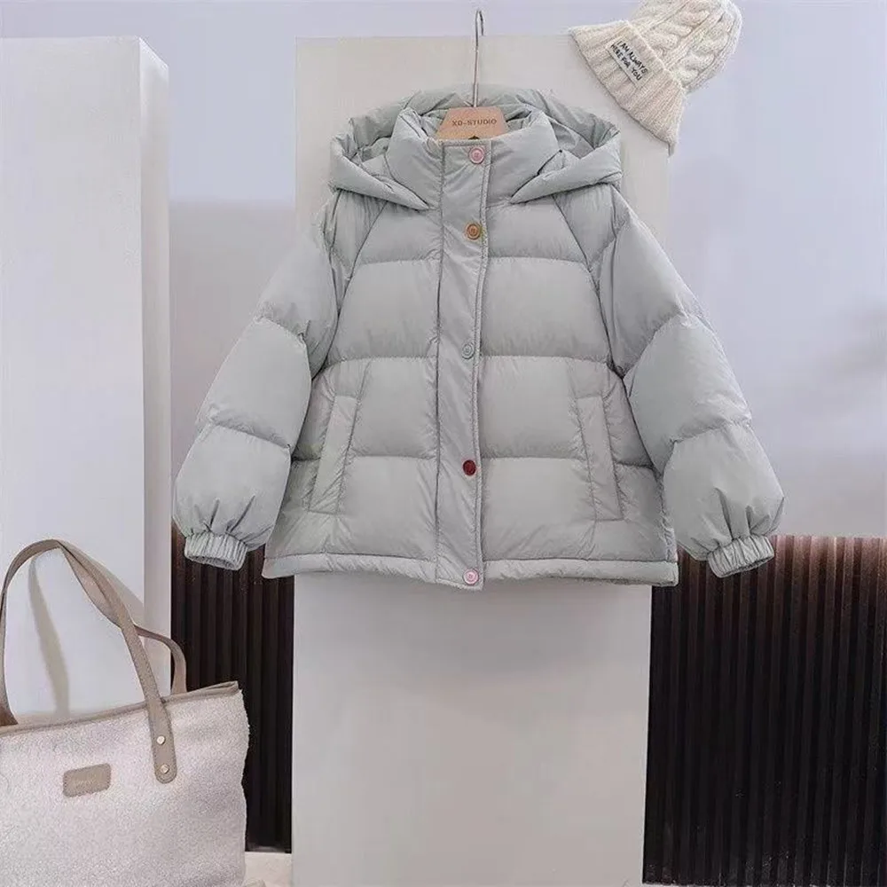 

5-15 Years Teenage Girls' Down Jacket Winter 2025 New Children's Korean Edition Fashion Hooded Warm Down Cotton Jacket 120-170CM