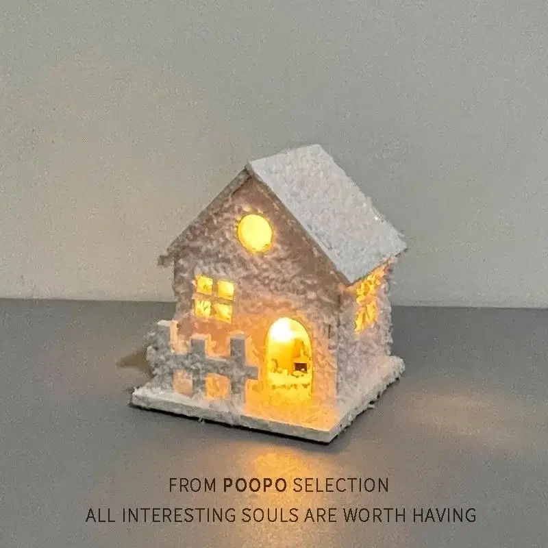 Christmas Glowing Chalet Igloo House Ornament Wooden Mini Villa Christmas Micro Landscape Decoration