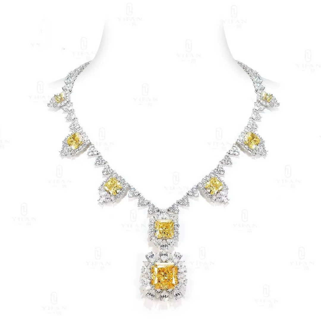 

ZOCA Lab Citrine Cubic Zircon Diamond Long Chain Necklace With Yellow Stone Silver Gold plated Wedding Jewelry Wholesale