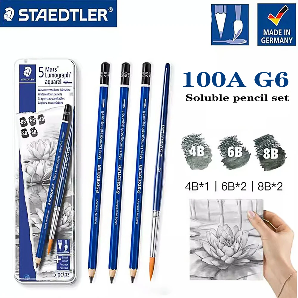 

Набор карандашей STAEDTLER 100A G6 для рисования эскизов, водорастворимый карандаш, железная коробка 4B 6B 8B, художественные канцелярские принадлежности, обратно в школу, аниме-карандаш