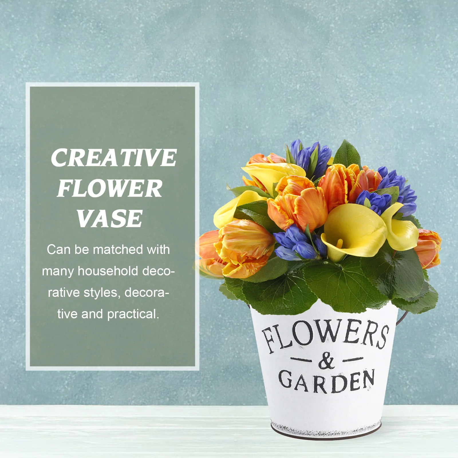 1Pcs White Decorative Flower Pot Simple Bright Design Pastoral Style Flower Arrangement Bucket Multi-Purpose Home Desktop