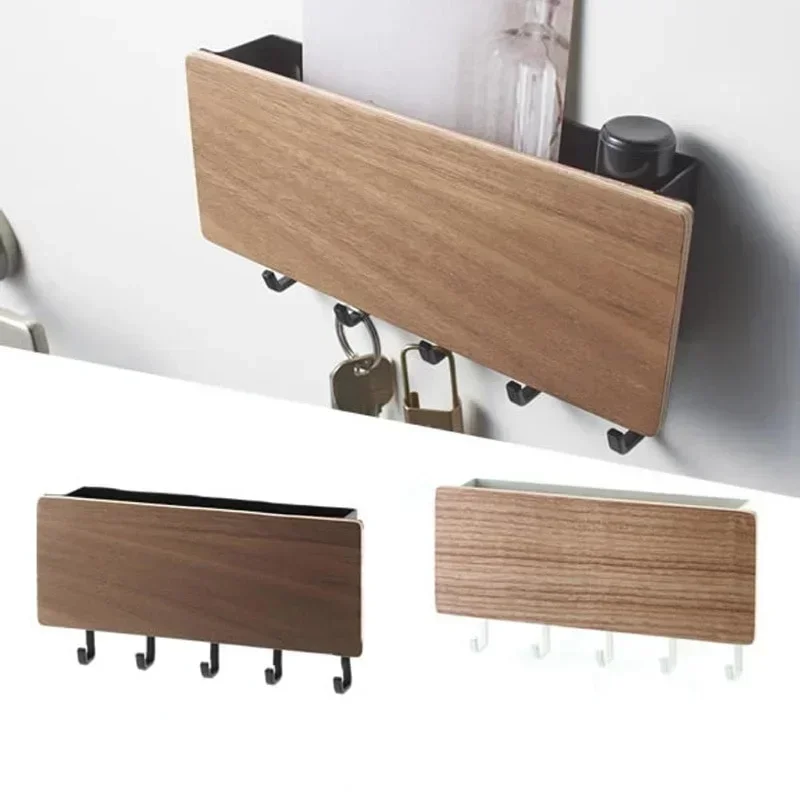 Novel Wall-mounted Wooden Decorative Wall Rack Sundries Storage Box Prateleira Hanger Storage Rack Key Rack Wooden Wall Rack