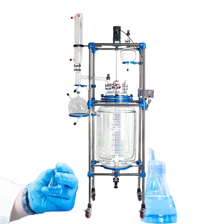 Explosion Proof Industrial Chemical 5L 10L 20L 50L 100L Lab Glass Reactor Jacketed Crystallization Reactor