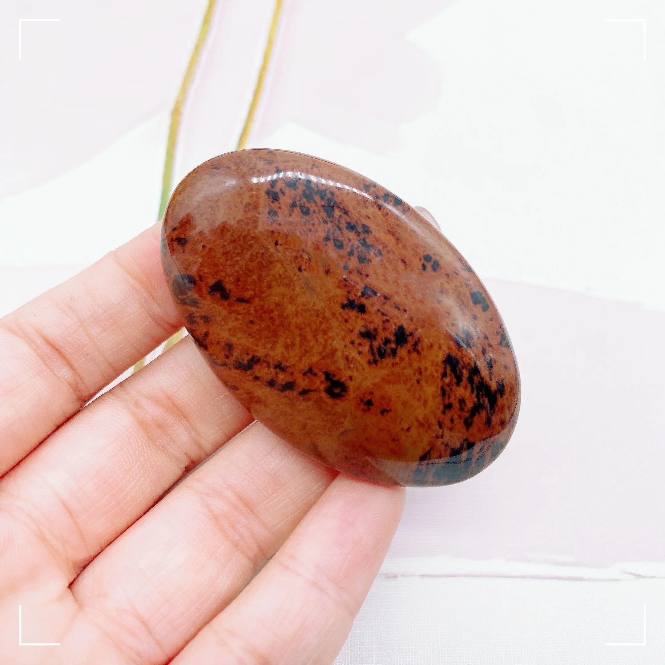 1PC Natural Red Obsidian Hot Compress Massage Palm Crystal Chakra Reiki Healing Toy Home Decoration Gift Collection