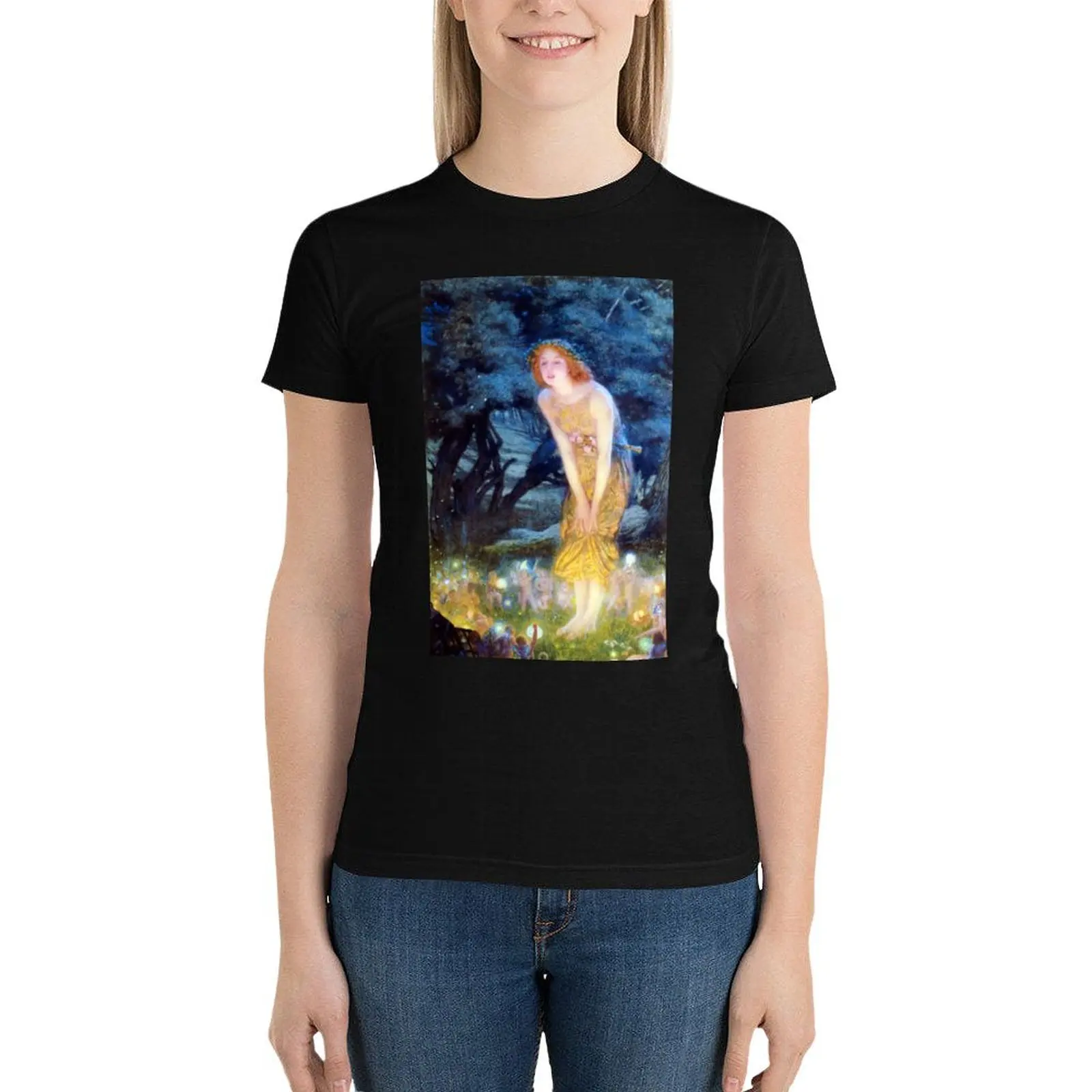 

Mid-Summer's Eve circle of fairies, vintage Pre Raphaelite art T-Shirt Aesthetic clothing graphics womans clothing