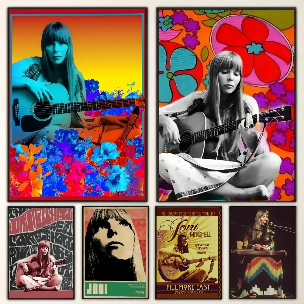 Joni Mitchell Folk Singer 70s Songwriter Classic Album Poster Aesthetic Art Print for Bedroom & Living Room Decor, Unframed