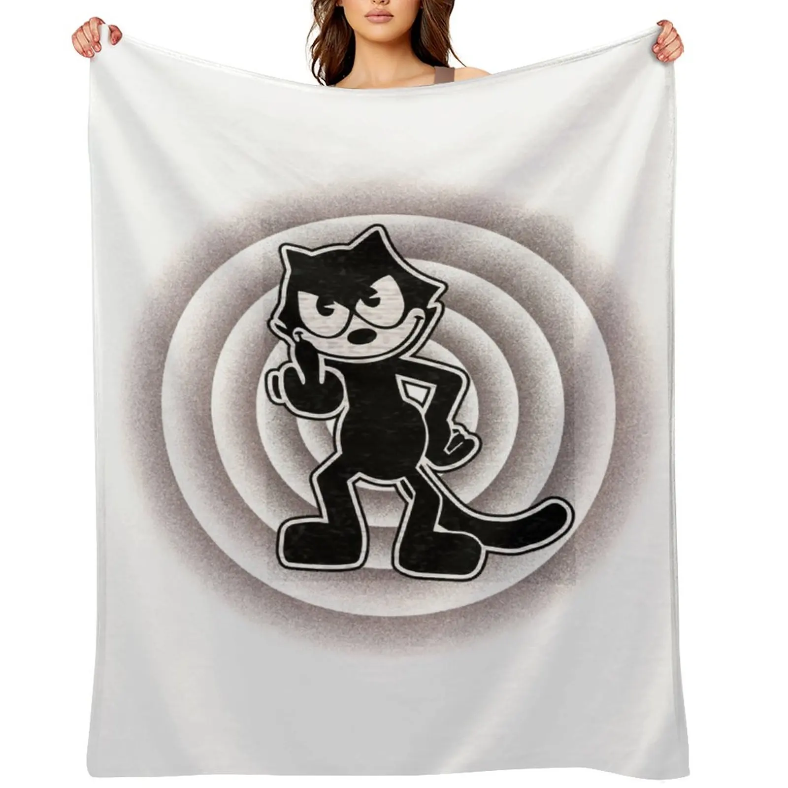 

Felix flips the bird Throw Blanket Plaid on the sofa Soft Big Warm Personalized Gift Blankets