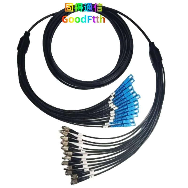 Armored Tactical Patchcord SC-FC FC-SC UPC SM 12 Core 5m 10m 15m 20m 25m 30m 40m 50m 60m 80m TPU Cable 12Core GoodFtth