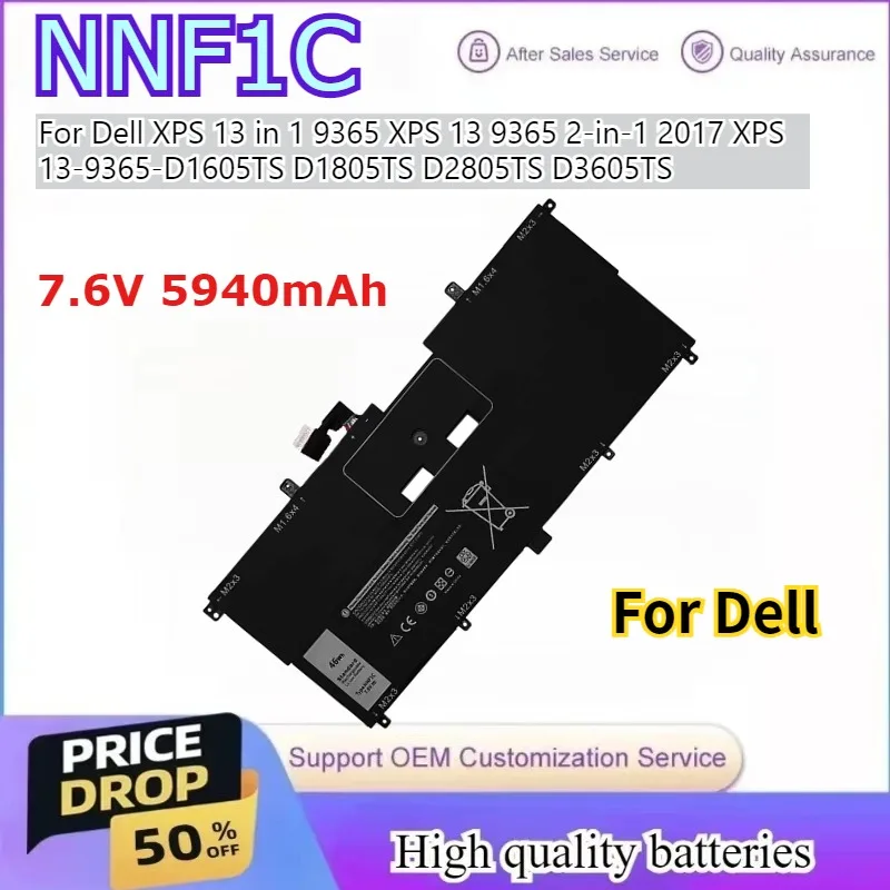 

NNF1C 7,6 В 5940 мАч Аккумулятор для ноутбука Dell XPS 13 в 1 9365 XPS 13 9365 2-в-1 2017 XPS 13-9365-D1605TS D1805TS D2805TS D3605TS