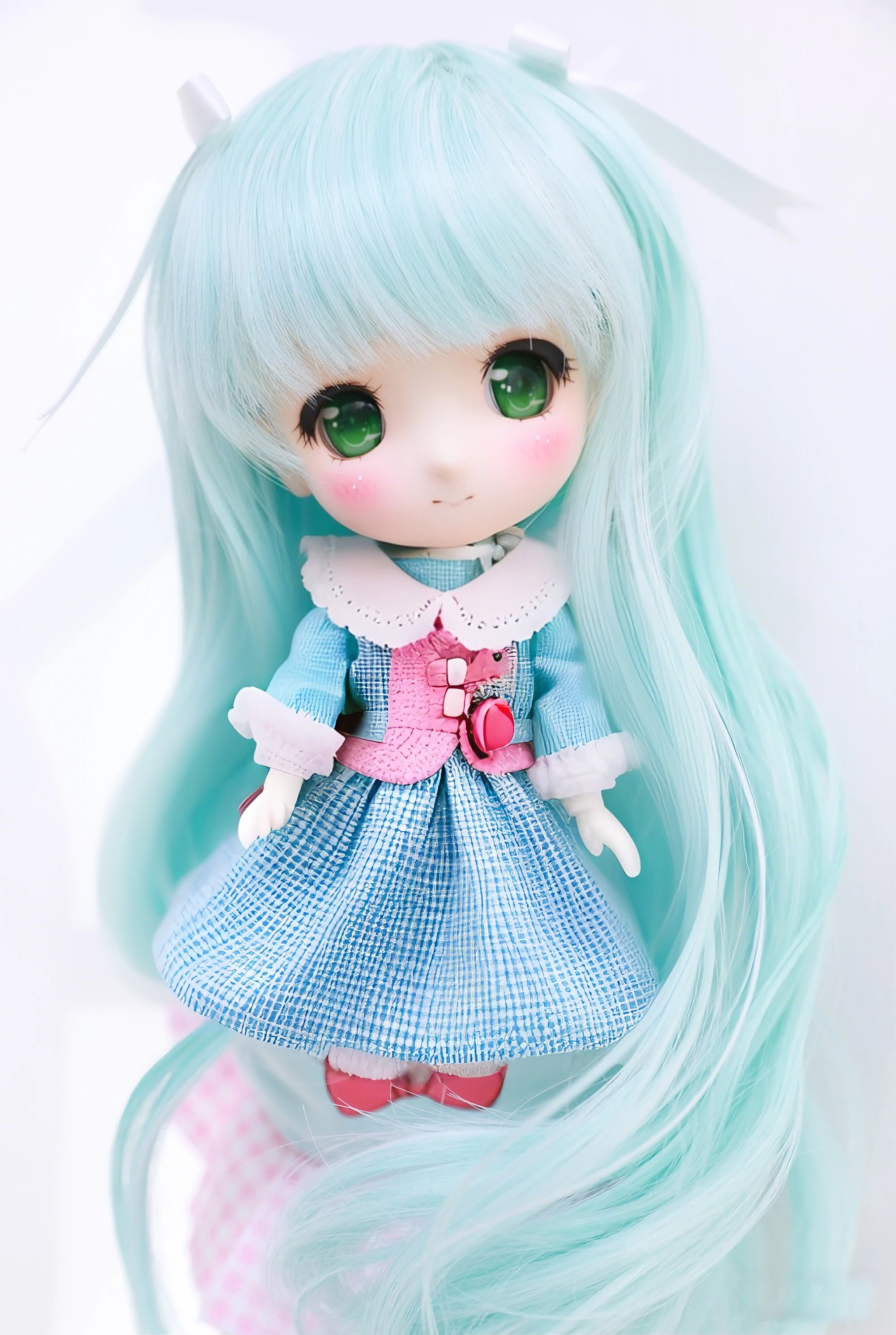 1/3 bjd peruca pullip dal dd sd dollfie boneca peruca 8-9 polegada longa peruca azul mix branco