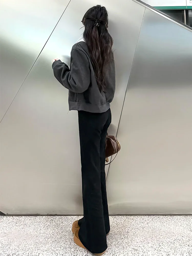 Thiened Fce Gefütterte High-Waist Bell-Bottom-Jeans für Damen, Winter-Neuheit, Schlanke Passform, Lässige Baumwoll-Denim-Hose