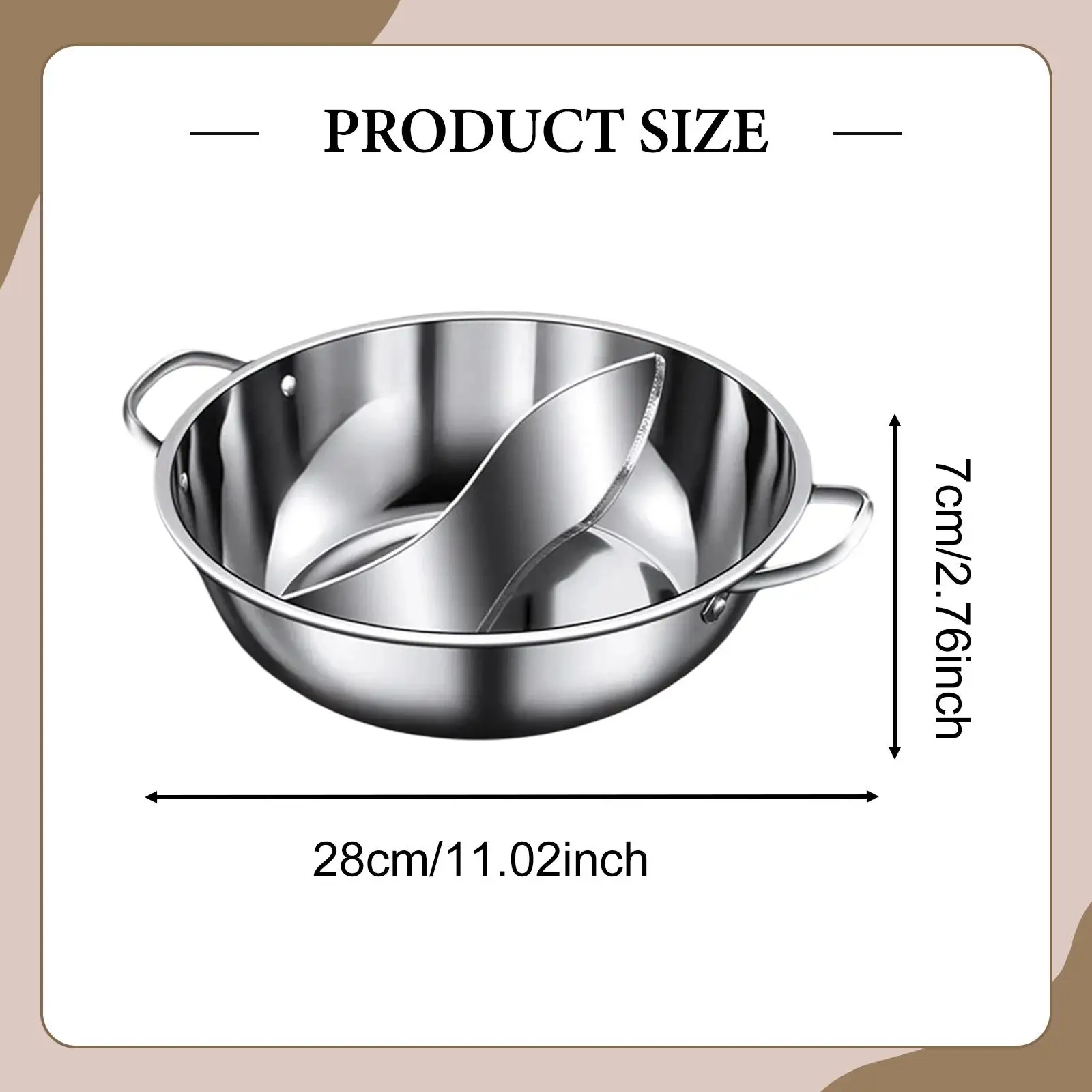Stainless Steel Shabu Shabu Hot Pot with Divider Double Soup Cooker Easy Clean Durable for Family Gatherings and Hot Pot Shop