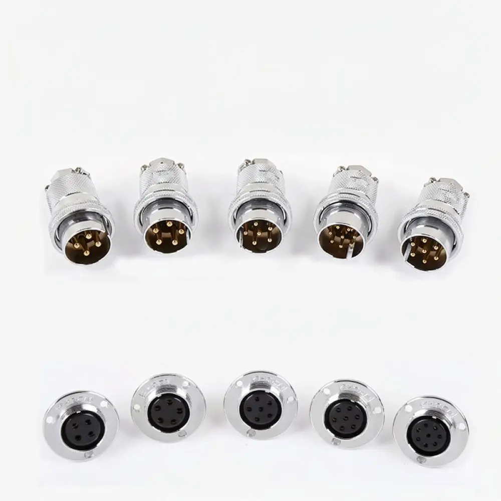 Industrial Aviation Connector GX30 Plug Socket Circular Flange Mounted Metal Panel Electrical Power Signal Connection Port