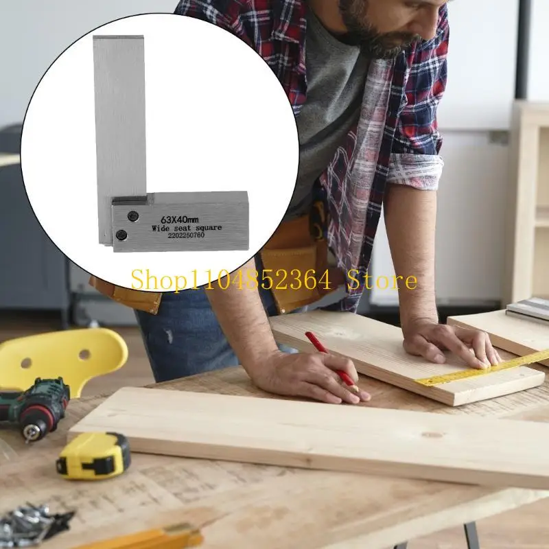 652F Mechanical Engineer Angles Ruler Machinist Square L-Type Measure Tool Wide Base Square Tool 90 Degree Wide Seats Square