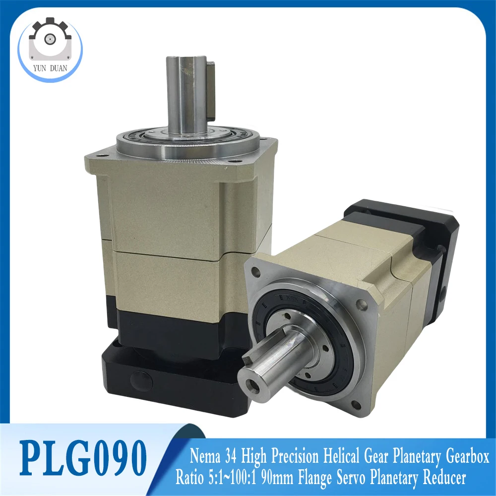 Nema 34 High Precision Helical Gear Planetary Gearbox Ratio 5:1~100:1 90mm Flange Servo Planetary Reducer 12.7 14 16 19mm Input