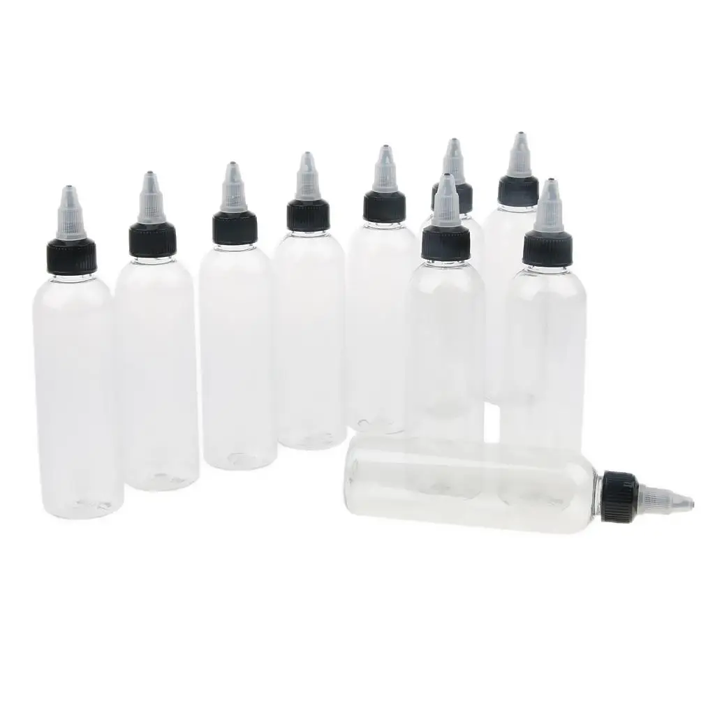 10 Pieces Plastic Bottles,120ml, Condiment Squirt Bottles with Nozzle Tip, for Sauces, Salad , Paint Arts And Craft