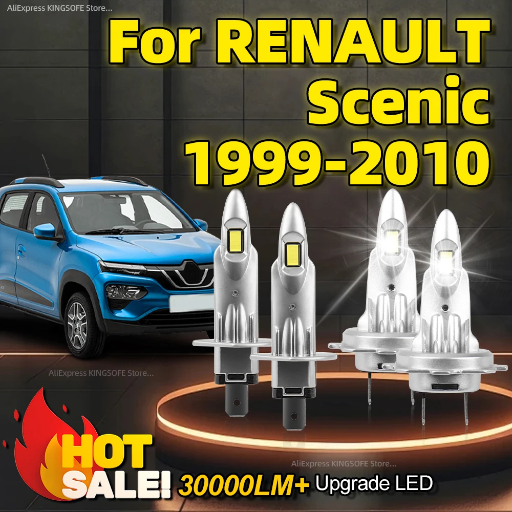 

2/4Pcs LED Headlight 30000LM 6000K CSP Car Lights H7 H1 For RENAULT Scenic 1999 2000 2001 2002 2003 2004 2005 2006 2007 20082010