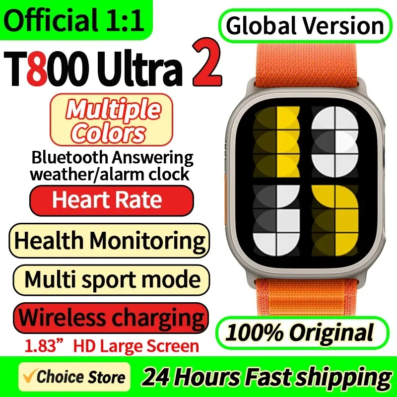 

Новые часы T800 U2 Смарт-часы 49 мм 2024 Новые NFC Мужчины Женщины GPS Трек Bluetooth Вызов BT Музыкальные игры Беспроводная зарядка Смарт-часы