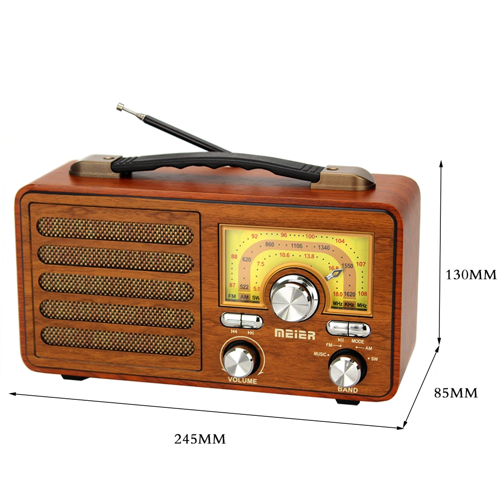 M-1912BT Gift Craft Retro Wireless Bluetooth Phone Speaker Vintage Portable Wood Desktop Treble Dan Bass Control Am Fm Sw Radio