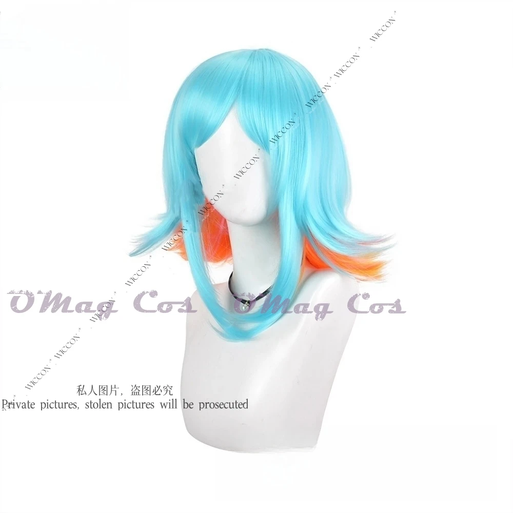 KDA Super Fan Neeko Cosplay Wig para mulheres, cor mista, cabelo sintético, resistente ao calor, 35-40cm