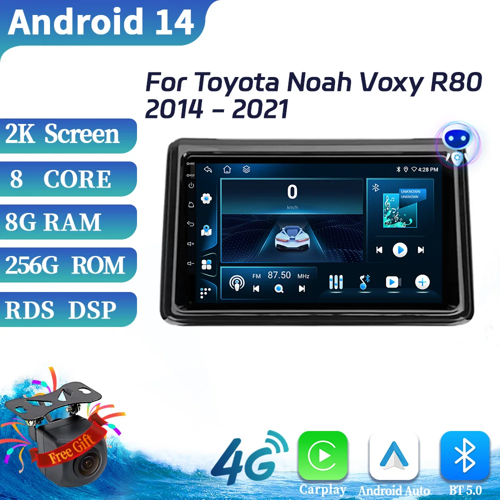 For Toyota Noah Voxy R80 2014-2021 Car Radio Multimedia Video GPS Android 14 Navigation Player autoradio Wireless Carplay Screen