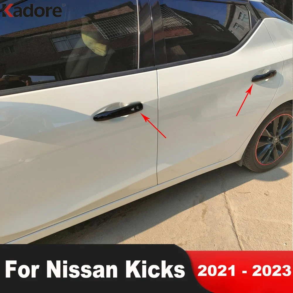 For Nissan Kicks 2021 2022 2023 Carbon Fiber Car Side Door Handle Cover Trim Door Handles Catch Overlay Exterior Accessories