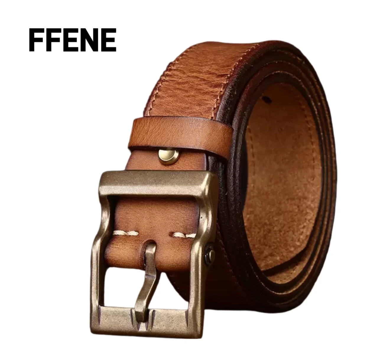 

Men's Luxury Genuine Leather Belt Men's Retro Full-Grain Cowhide Handmade Fashion Trendy Pin Buckle Men's Casual Jeans Belt