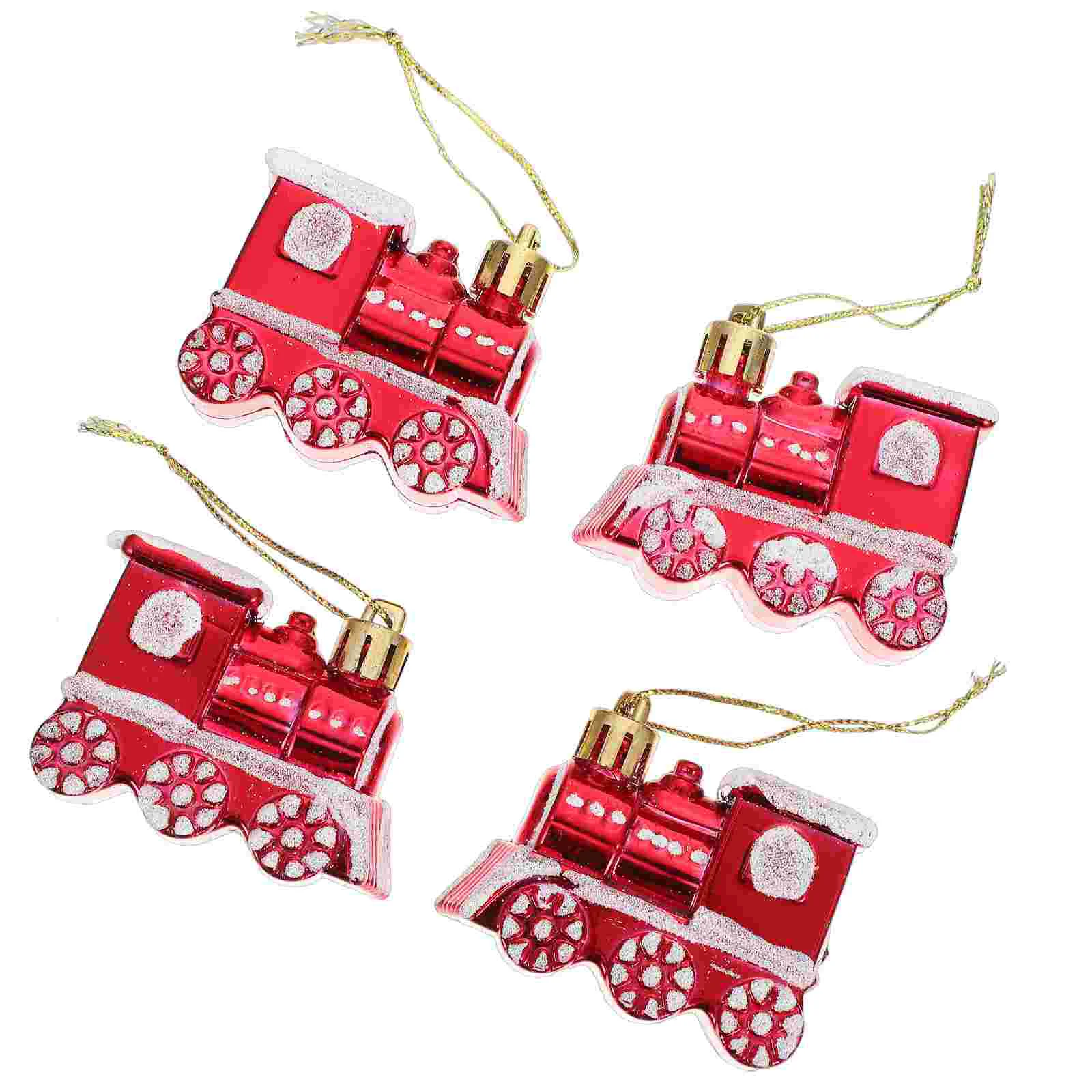 4 Pcs Christmas Tree Pendant Xmas Hanging Adornment Decoration Gifts for Stocking Stuffers Pendants Train Car