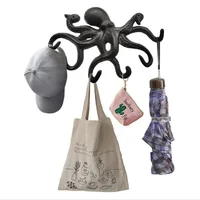 Octopus Key Holder Cast Iron Decorative Rustic Towel Hooks Wall Mounted Heavy Duty Coat Hooks - Image 2