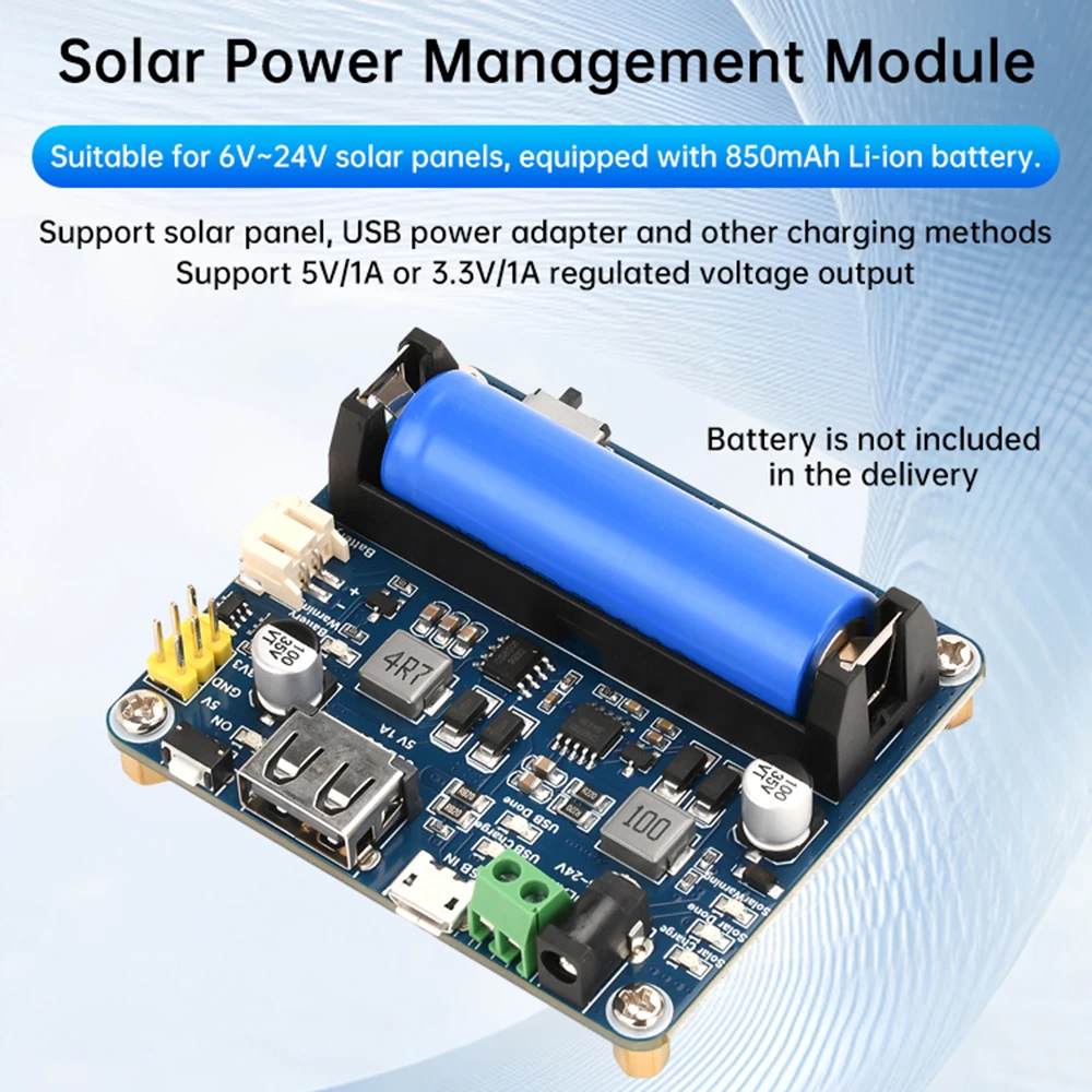 6V-24V Solar Panel Power Management Module Solar Charging BMS Supports MPPT With 14500 Battery Holder