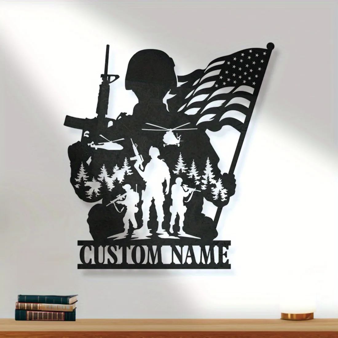 

Personalized US Army Veteran Metal Wall Art - Custom Name Patriotic Decor, Feather-Free Non-Electric Home Office All-Space Art.