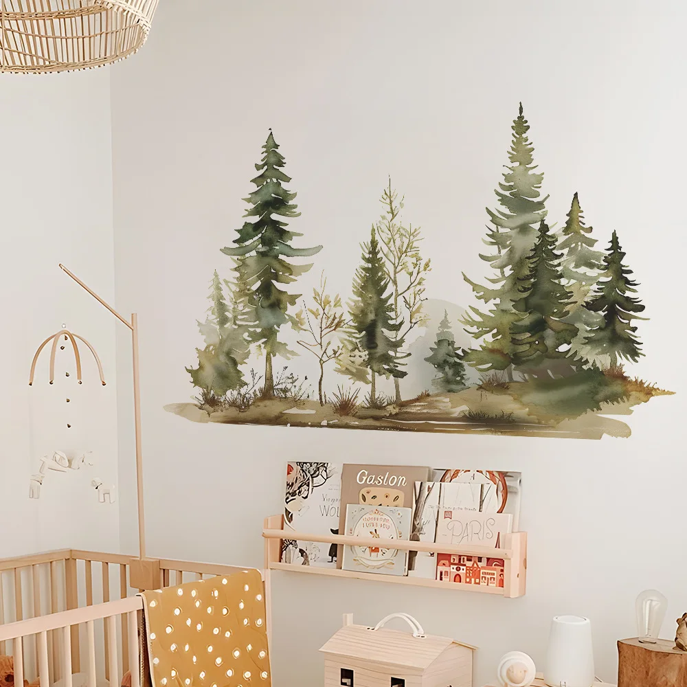 Convenient fashion watercolor forest bedroom living room background landscaping decorative wall stickers self-adhesive