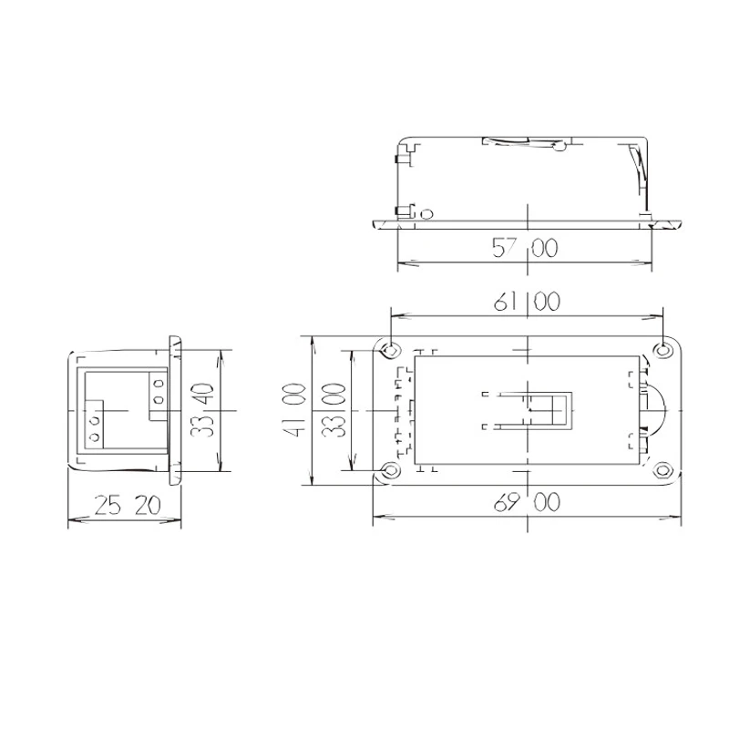 10 pçs flip tipo ativo baixo guitarra captador 9v bateria boxs/suporte/caso/compartimento capa com contatos de metal primavera e cabo