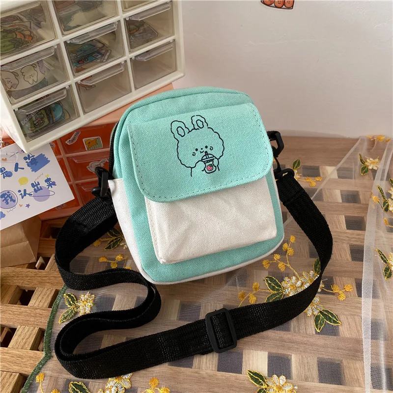 Canvas Shoulder Women\'s Bag Small Korean Fashion Messenger Crossbody Bag for Girl Students Cotton Cloth Female Handbags Bolsas