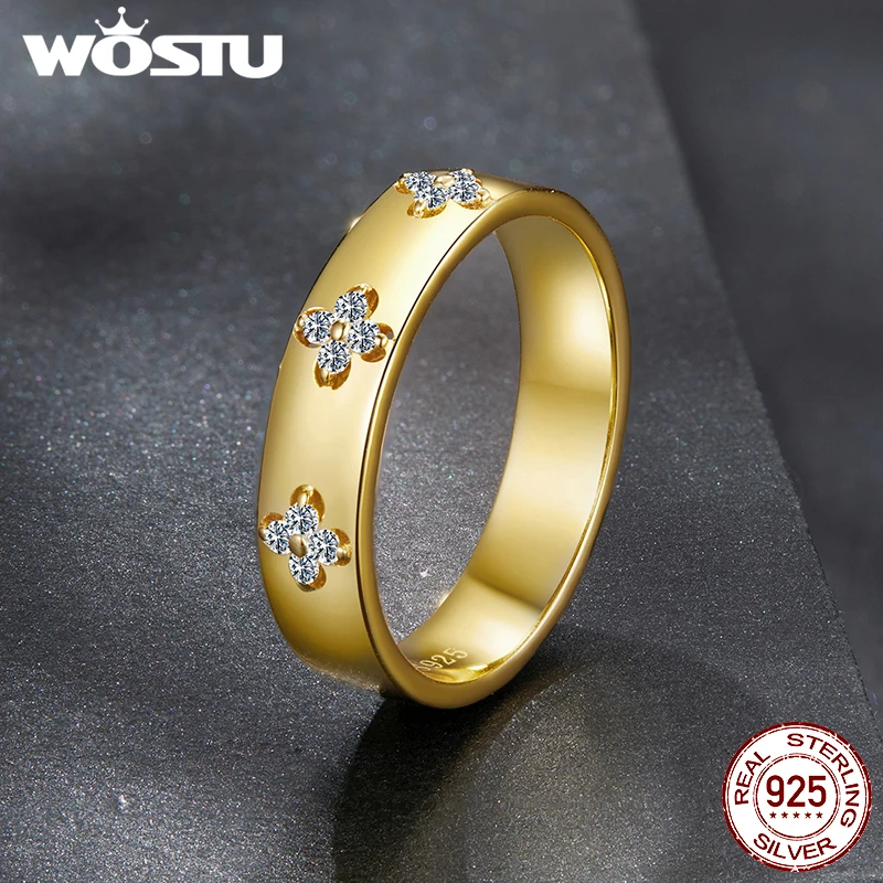 WOSTU مويسانيتي البرسيم هوب أقراط خاتم الخطوبة للنساء ، 925 فضة الذهب البرسيم طقم مجوهرات عيد الميلاد السنة الجديدة هدية #3