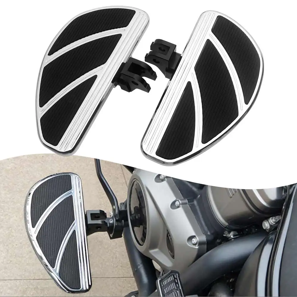 2x Chrome Front Rider Footboard Wide Foot Peg Footrest For Harley Nightster Special RH975 RH975S 22-26 Sportster S RH1250S 21-26