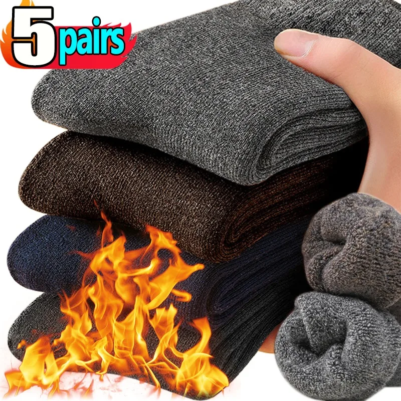 10pcs/lot Thicken Wool Socks Men High Quality Towel Keep Warm Winter Stocking Soft Fluffy Cotton Man Thermal Against Cold Sox