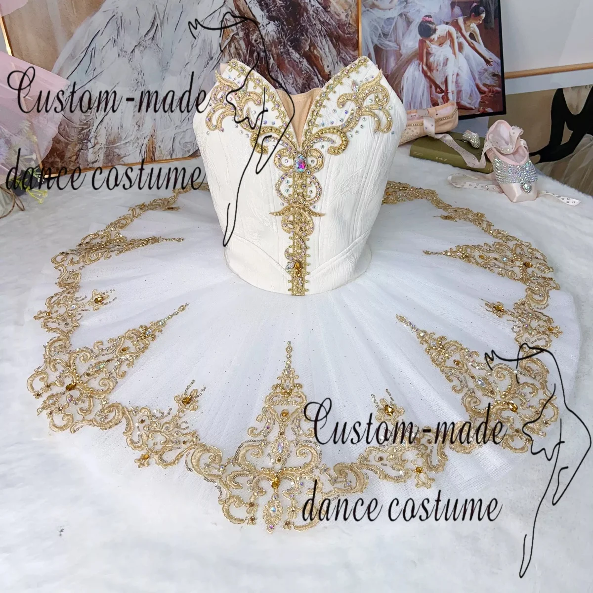 Silver Fairy Champagne Variations Ballet Performance Dress Tutu Skirt Professional Ballet Skirt