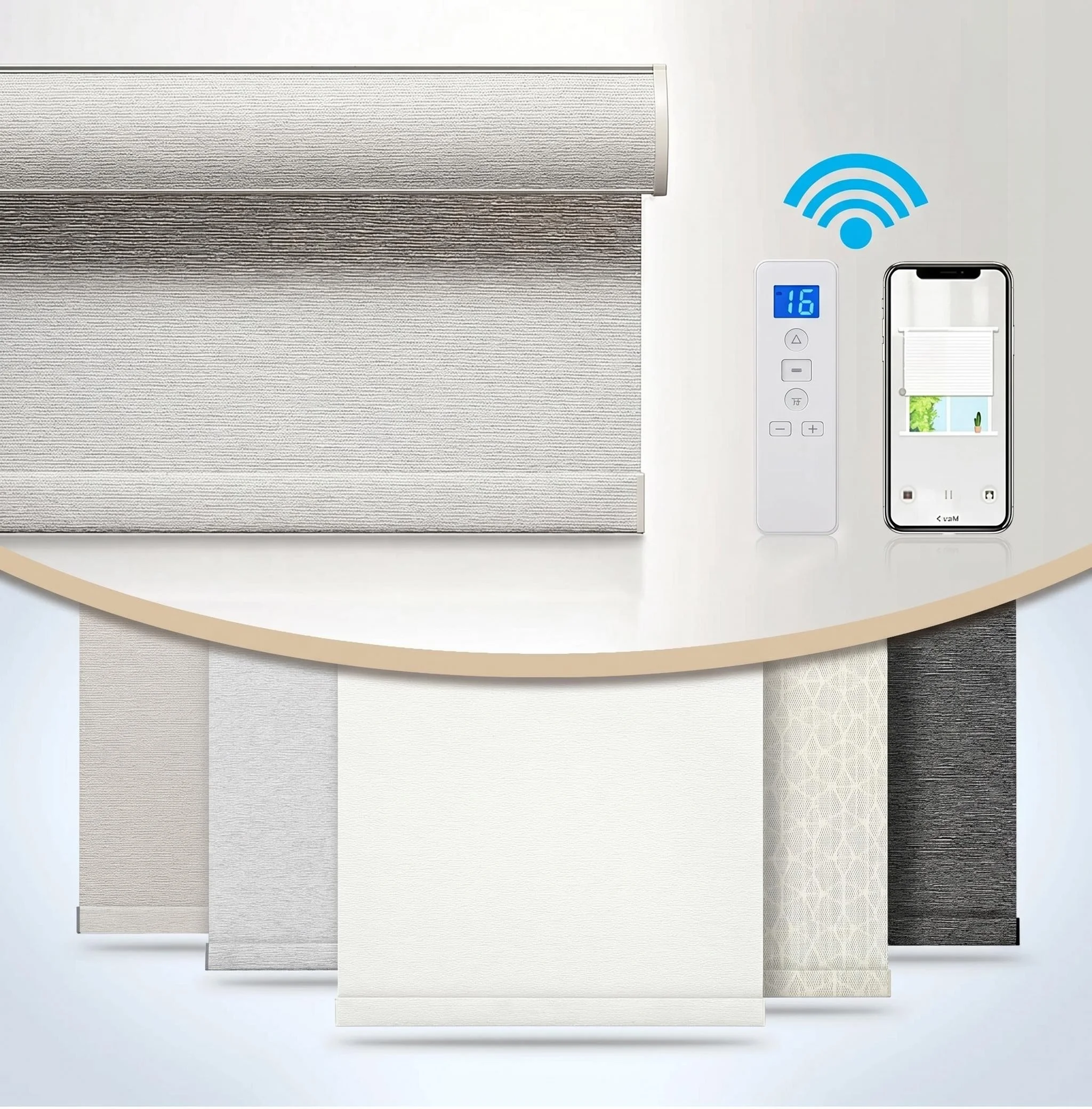 China factory wholesal 100% polyester dual layer blackout smart blinds with WiFi remote control roller blinds for window