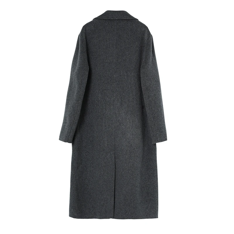 Men\'s Long Double Breasted Korean Style Suit Loose Reversible Woolen Trench Coat 100% Pure Wool for Autumn And Winter
