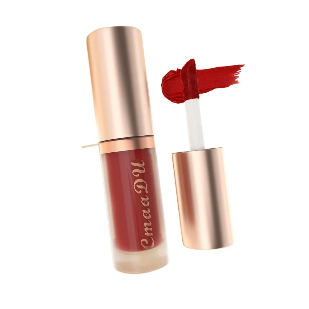 Fluwelen Matte Nude Lipgloss Langdurige Waterdichte Rode Antiaanbakbeker Lipgloss Vloeibare Lippenstift Lippen Maken Vrouwen Schoonheid Bruin