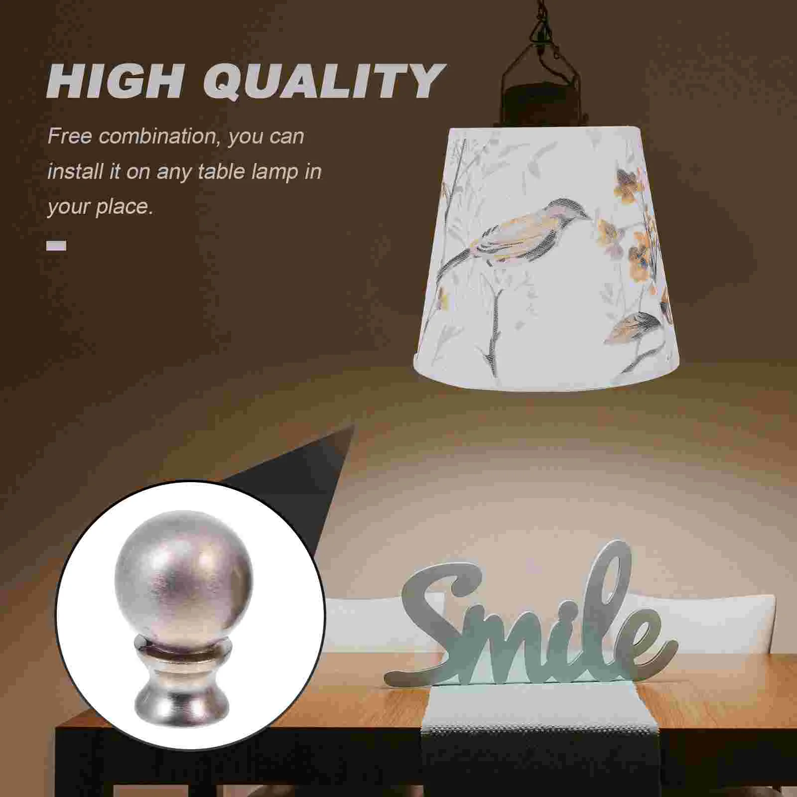 Ceiling Decor Horn Frame Decorative Head Lamp Finial Metal Desk Shades for Floor Lamps Silver Zinc Alloy