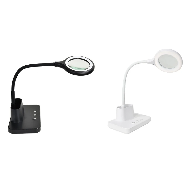 5 Times Magnification Lamp With Three Color Lighting And Dimmable LED Suitable For Detailed Work Crafts and Reading