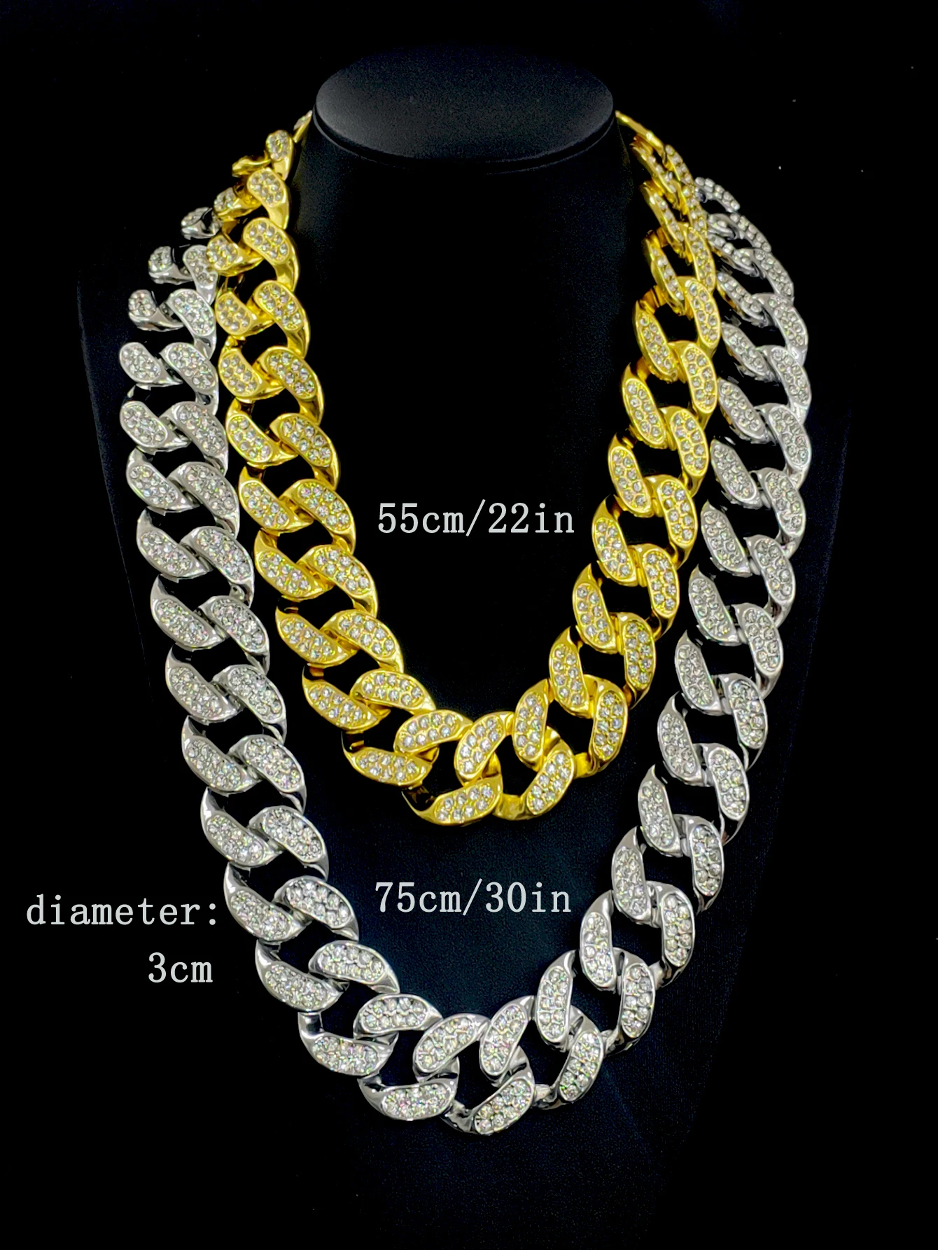 

30mm Hip Hop Cuban Chain Necklace for Men High-End Square Link Jewelry Cross-Border Style Accessory