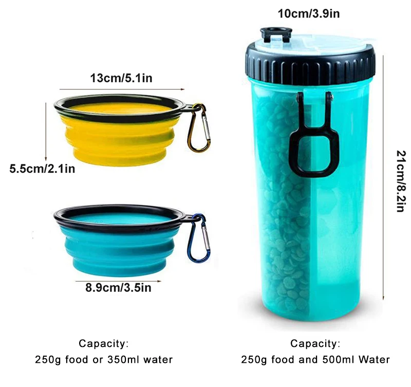 4 In 1 Pet Portable Dog Water Bottle With 2 Collapsible Bowls Travel  Manufacturer OEM    Feeder