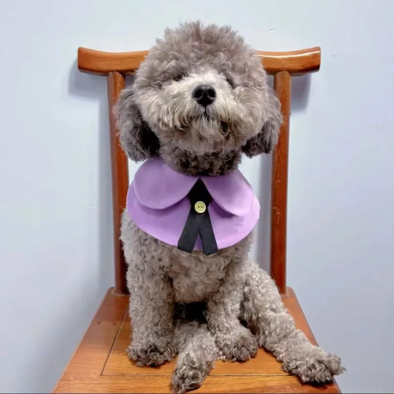 

New Fashionable Pet Wipes, Cat Purple Neck School Uniform Style, Puppy Bib, Cute Wipes for All Four Seasons