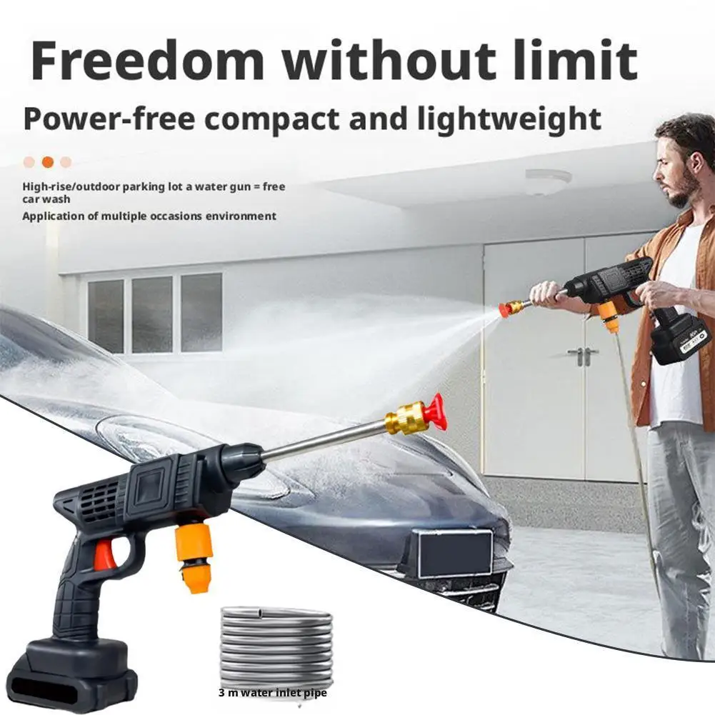 Wireless High-Pressure Car Wash Gun Home Small Automatic Car Tool Water Lithium Hose, Cleaning With Battery Washer C9I5 - Image 4