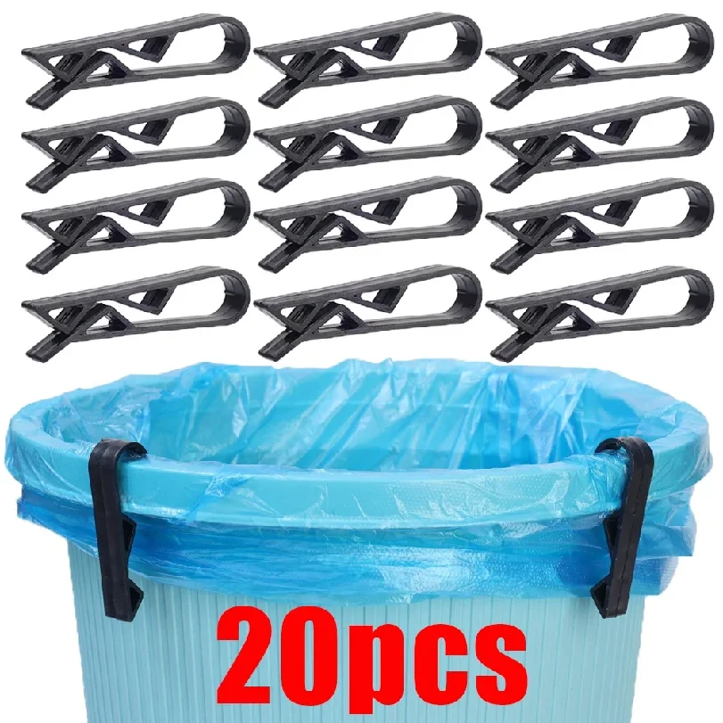 20/10pcs Garbage Can Fixed Clips Practical Rubbish Bag Anti-Slip Holder Clamp Waste Basket Fixation Clip Snack Bag Sealing Tools