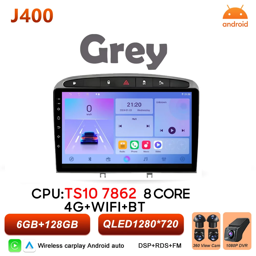 Android 16 autoradio voor Peugeot 308 308SW 408 2007 2008 2009 2010 2011 - 2020 Carplay Video Head Unit Autoradio RSD 2k scherm